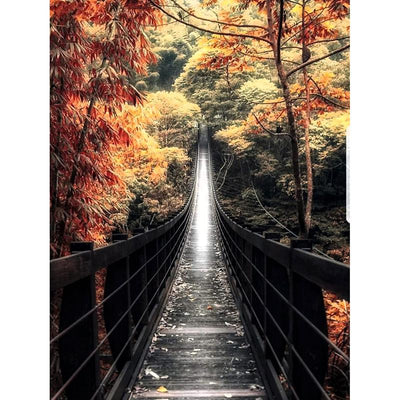 Autumn Forest Bridge - Diamond Paint Kit - Wolrdiscounts