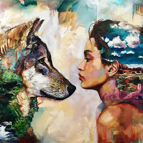 A Girl And Her Wolf - Diamond Paint Kit