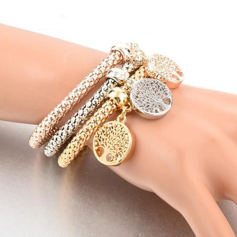 "Tree of Life" Charm Bracelet with Austrian Crystals - Wolrdiscounts