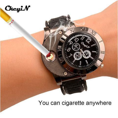 ELECTRONIC LIGHTER USB QUARTZ WATCH - Wolrdiscounts