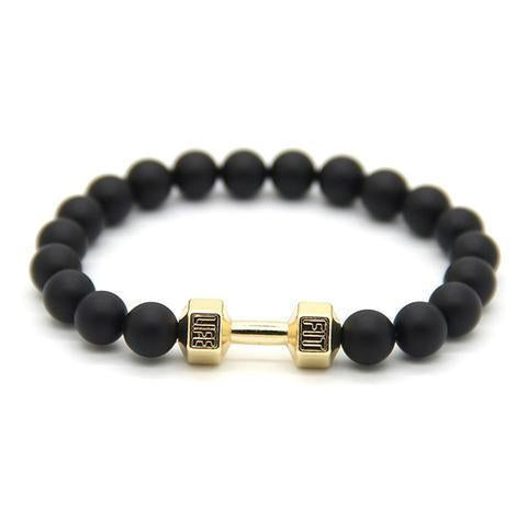 BLACK & GOLD DUMBBELL FIT LIFE BRACELET - Excelsior