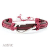 ANTIQUE SILVER FISHING HOOK LEATHER BRACELET