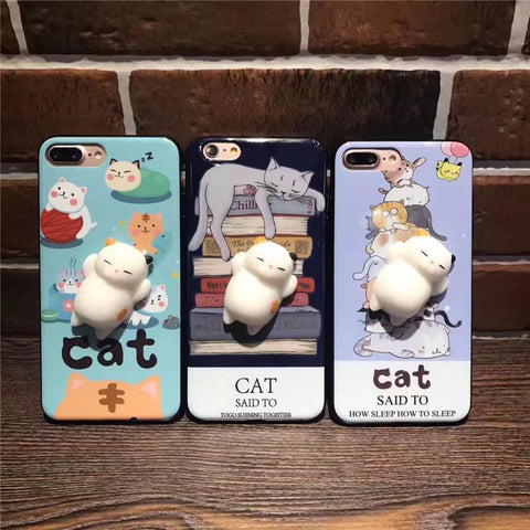 3D Cute Soft Silicone Squishy Cat Phone Case - Wolrdiscounts