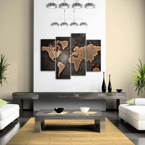 Black World map panel painting - Wolrdiscounts