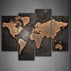 Black Background  World map panel painting - Wolrdiscounts